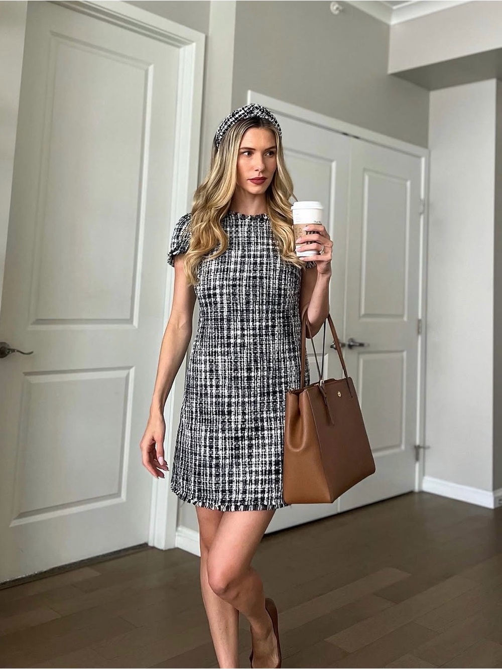 kate spade Black & White Tweed Mini Dress